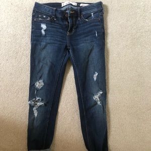 hollister low rise dark wash super skinny jeans